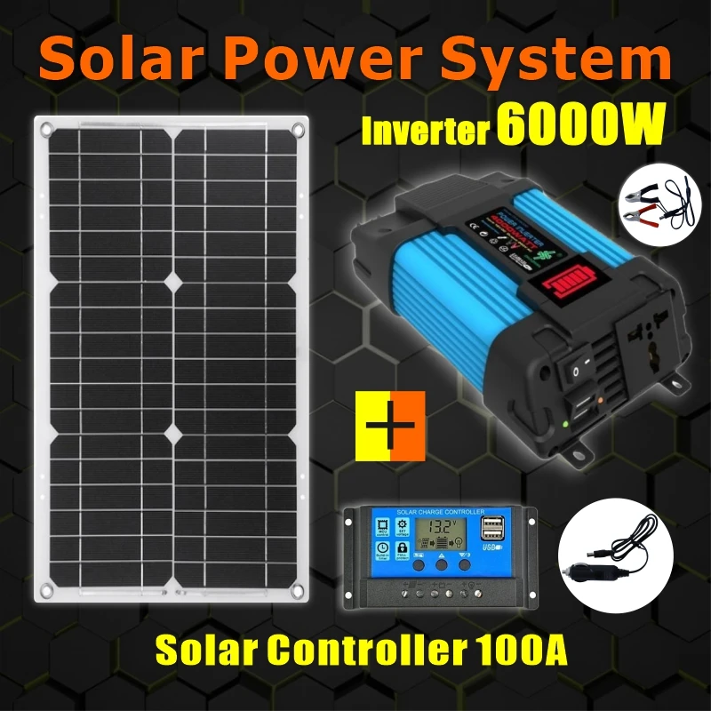 6000W Solar Inverter Solar Panel System DC 12V To AC 110V-220V Solar Improved Si