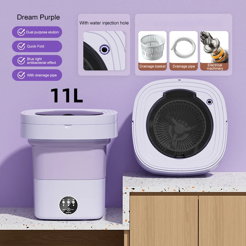 6L 11L Portable Washing Machine Folding Large Capacity Clothes Spin Dryer Bucket