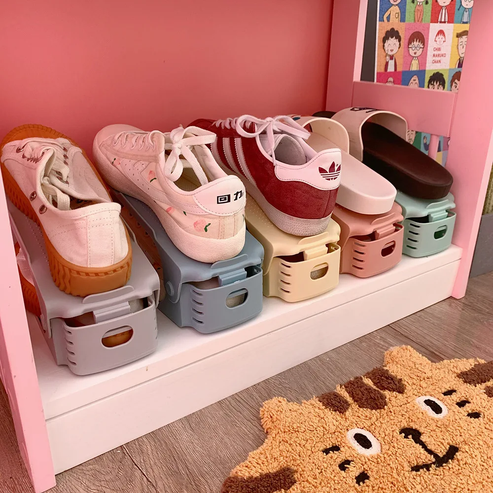 6Pcs Durable Adjustable Shoe Organizer Footwear Support Slot Space Saving Cabine