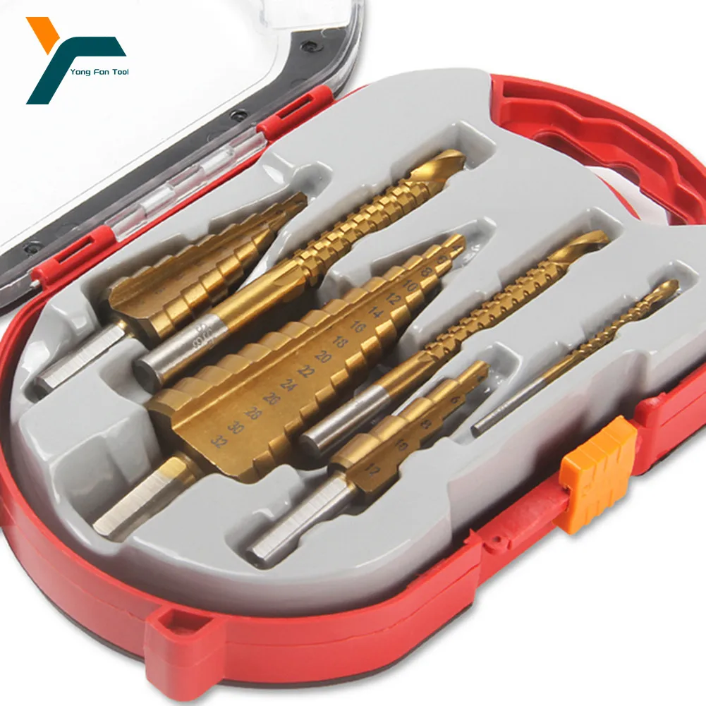6Pcs Step Drill Bit Saw Drill Bit Set Titanium Milling Cutter 4-12 4-20 4-32mm 3