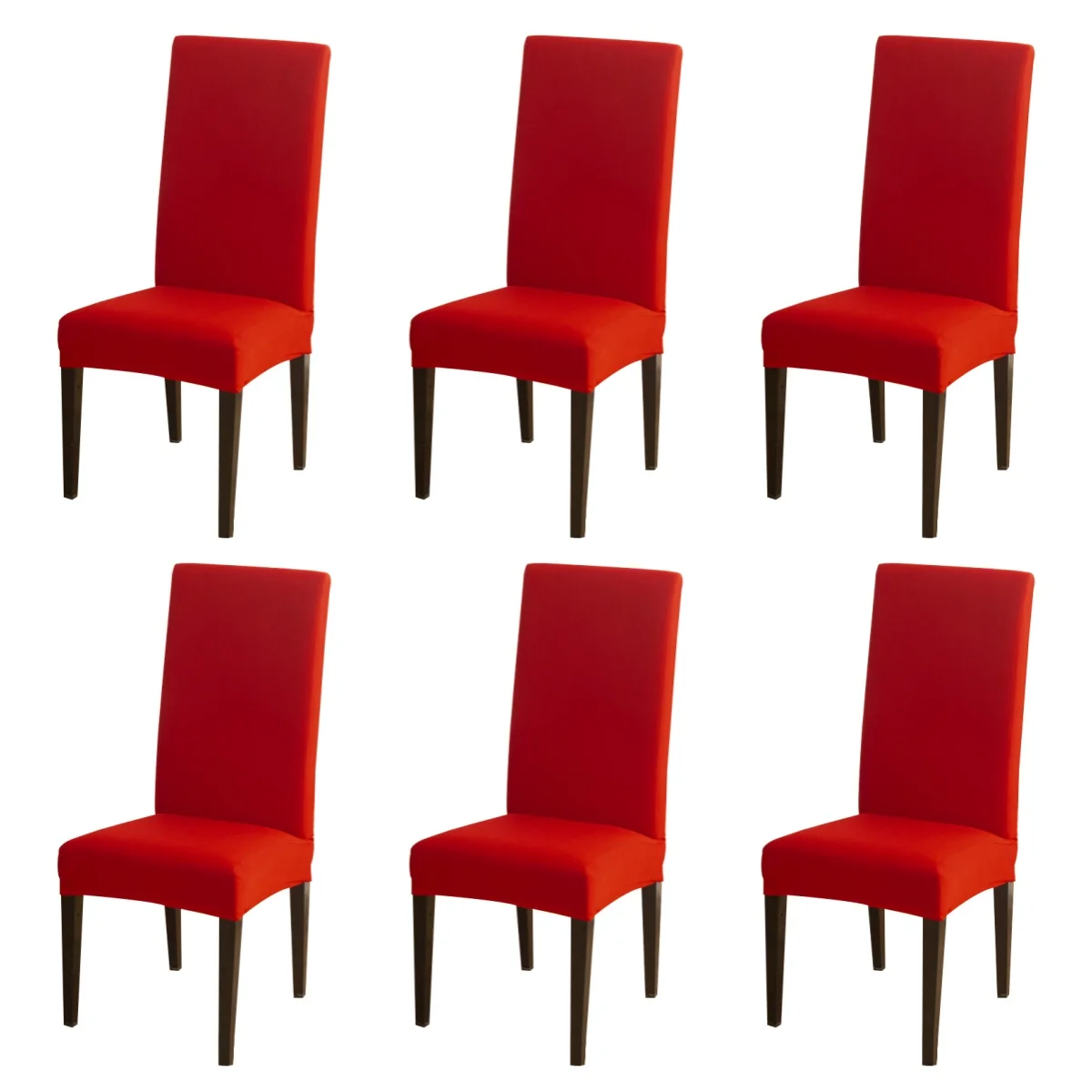 6pcs Spandex White Wedding Chair Cover For Hotel Banquet Dining Party Office Cha