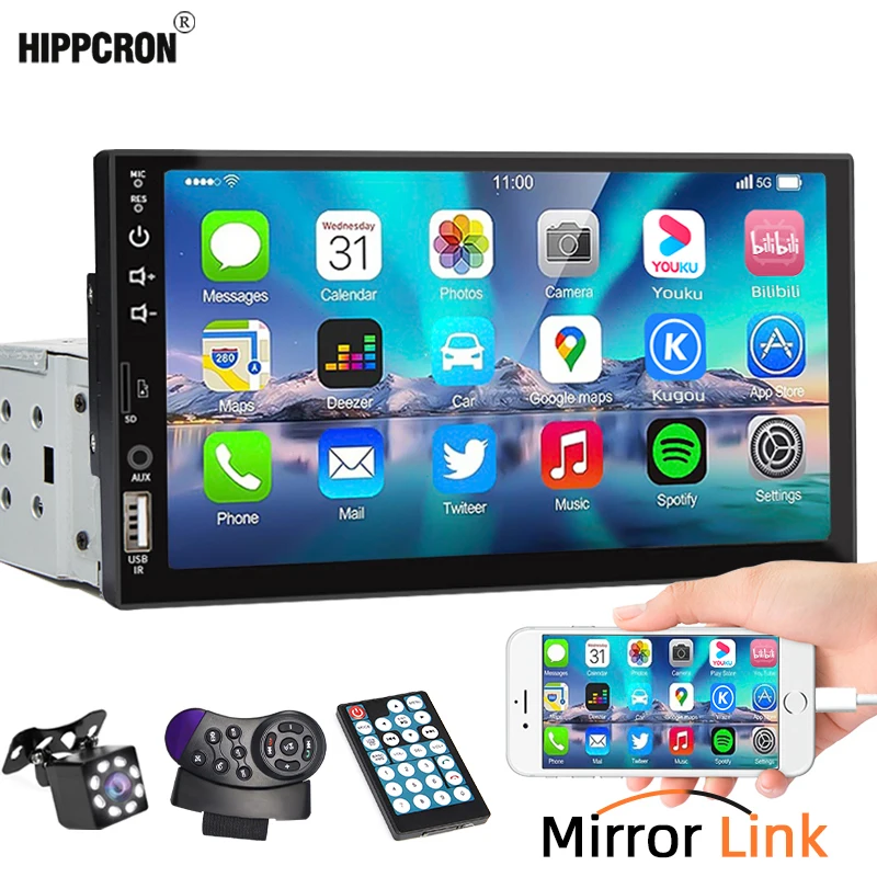 7 Inch Car Radio 1 Din MP5 Player Touch Screen Multimedia FM ISO Power Aux Input