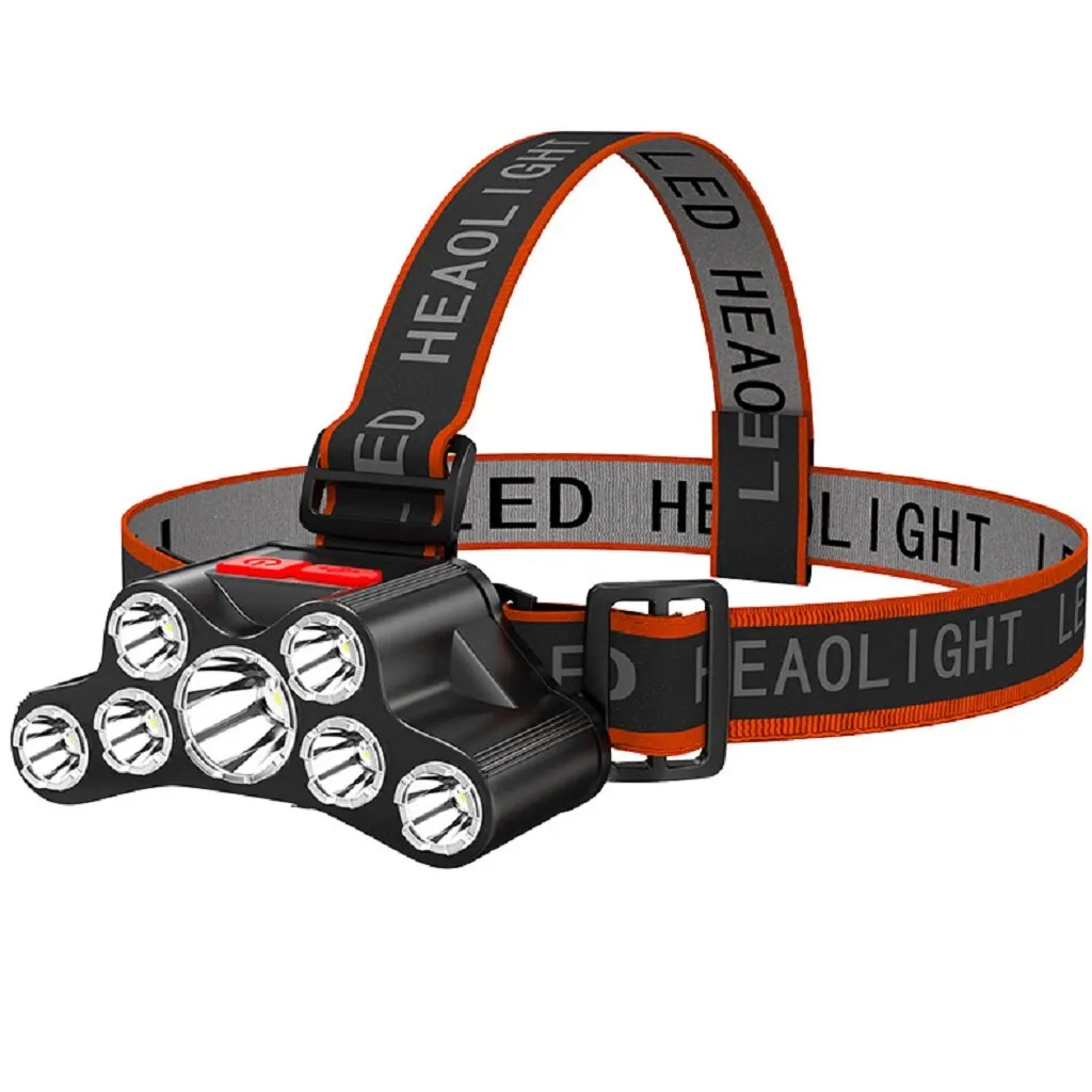 7LED Headlamp Rechargeable Waterproof Adjustable 4Modes Lightweight for Outdoor 