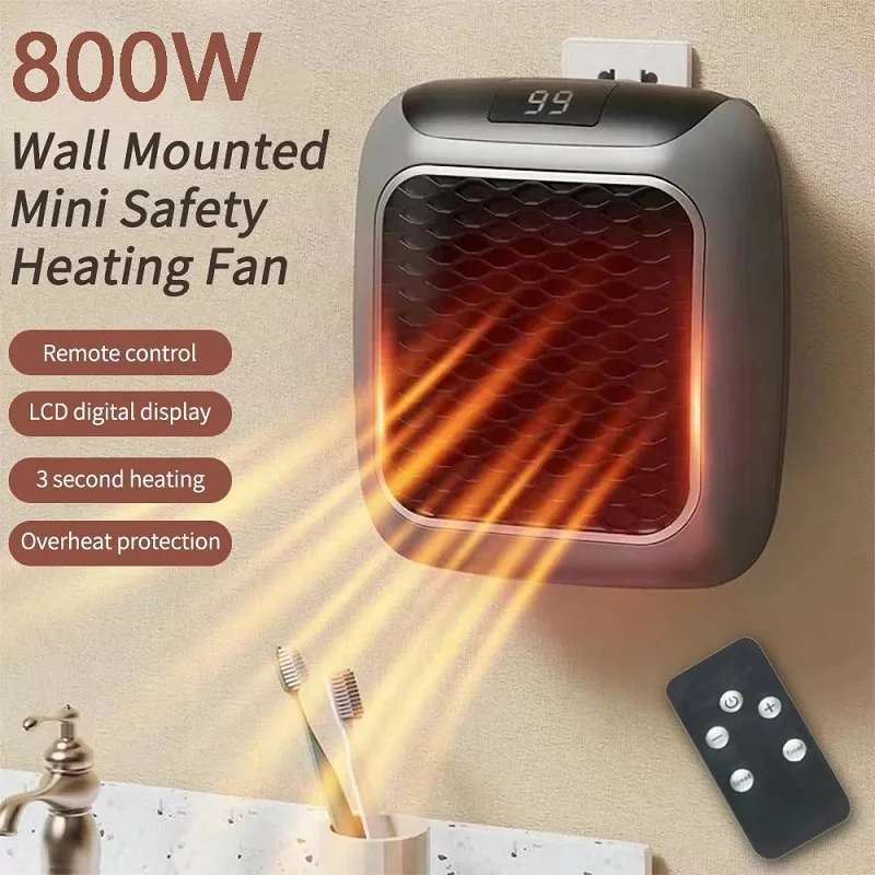 800W Portable Heater Electric Heater Plug In Wall Room Heater Home Appliance Hea