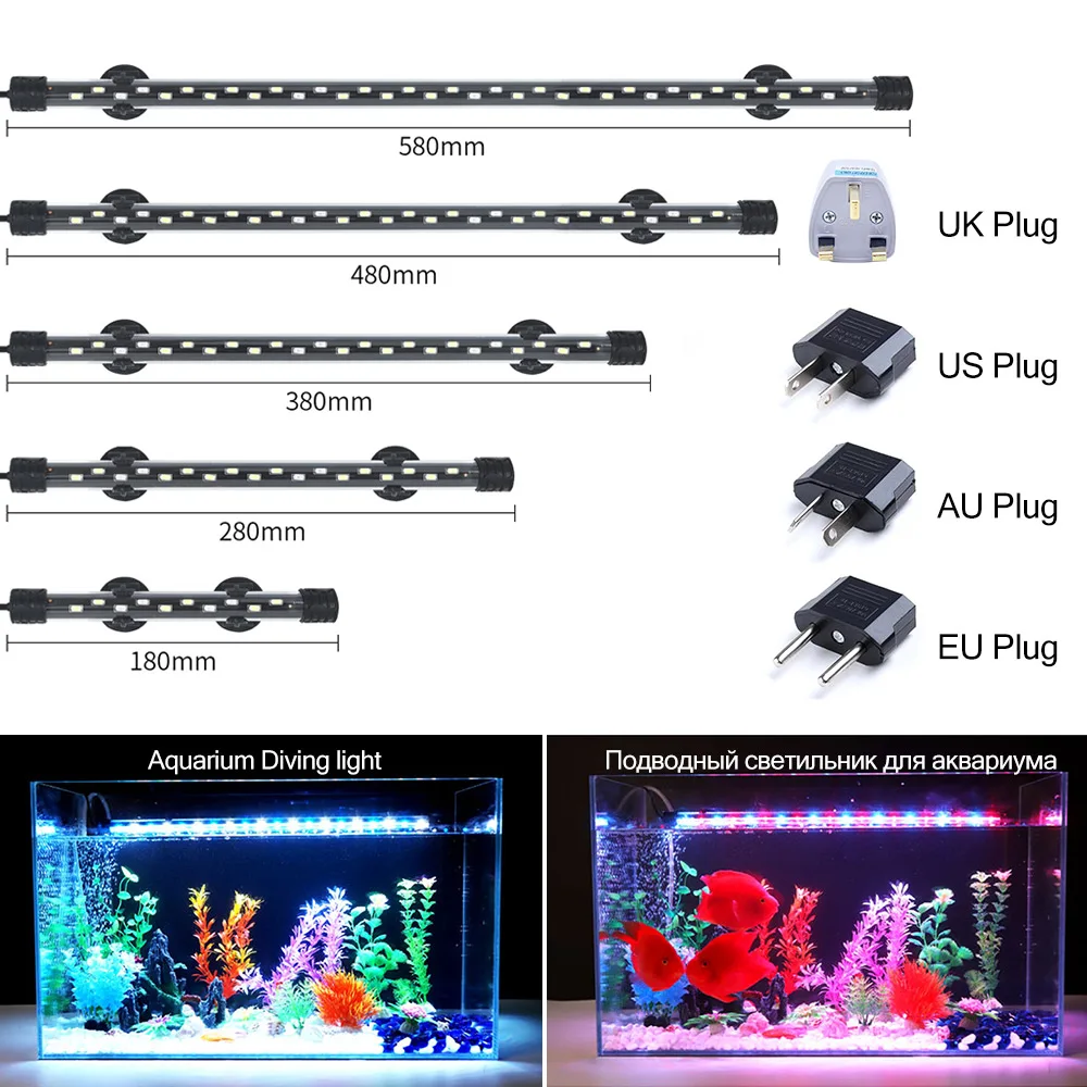 90-260V Aquarium Light LED Waterproof Fish Tank Clip Light Underwater Decor Ligh