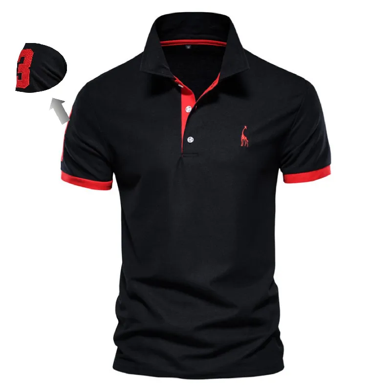 AIOPESON Embroidery 35% Cotton Polo Shirts for Men Casual Solid Color Slim Fit M