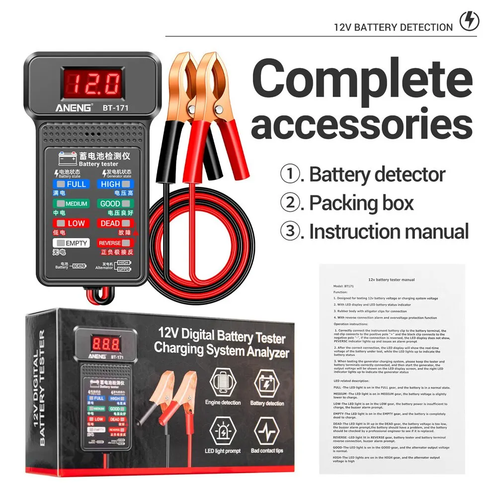 ANENG BT-171 12V Multifunctional Battery Testers Auto Repair Industry Detection 