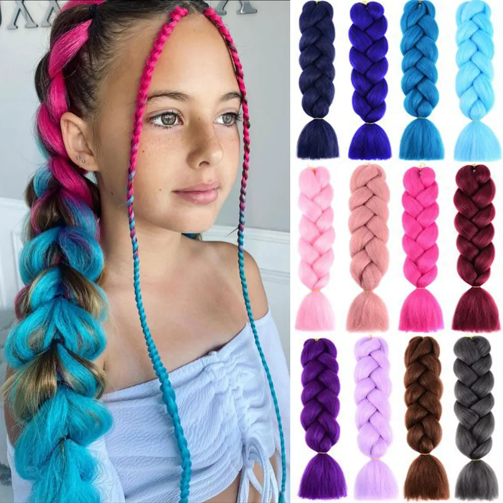 AZQUEEN 24 Inch Jumbo Braids Extensions Synthetic Braiding Hair Afro Ombre Color
