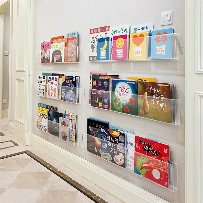 Acrylic Picture Book Display Stand Bookshelf Children's Wall Behind the Door Rea