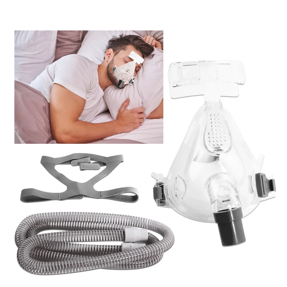 Adjustable CPAP Full Face Mask Respirator Ventilator & Headgear Nose Mask Auto C