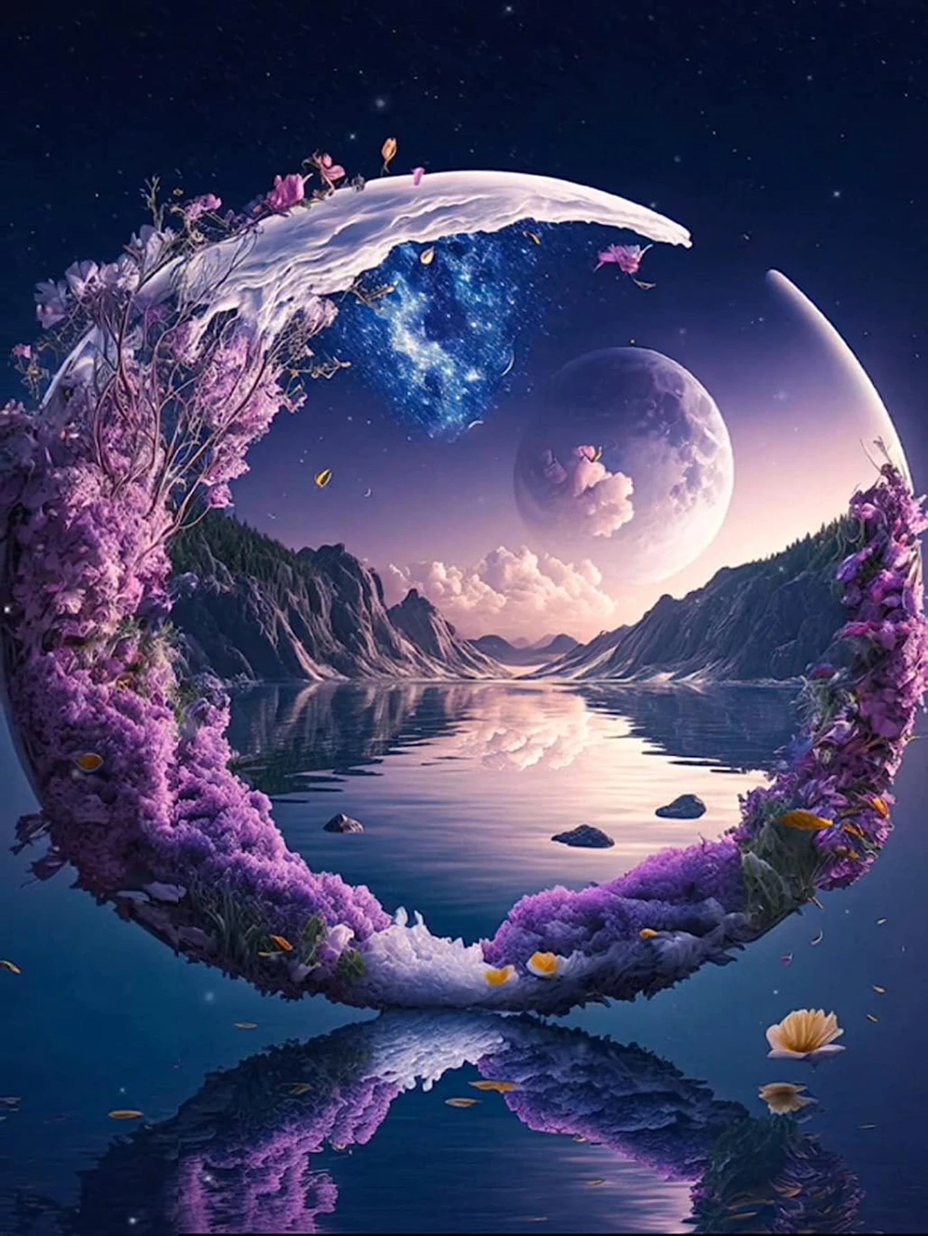 Adult DIY 5D Diamond Painting Set Diamond Art Purple Moon Diamond Painting Full 