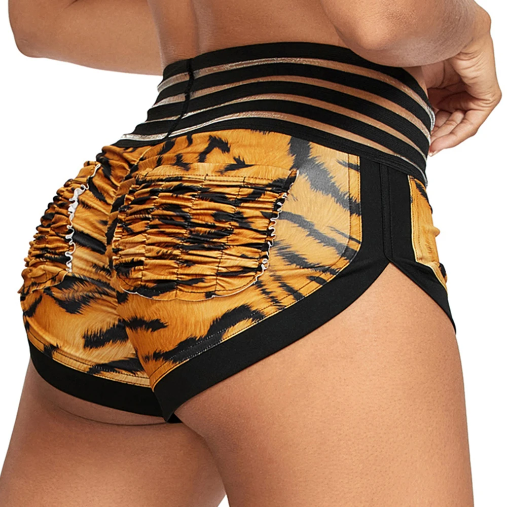 Animal Printed Shorts Women's Fitness High Waist Leggings Scrunch Butt Yoga Shor