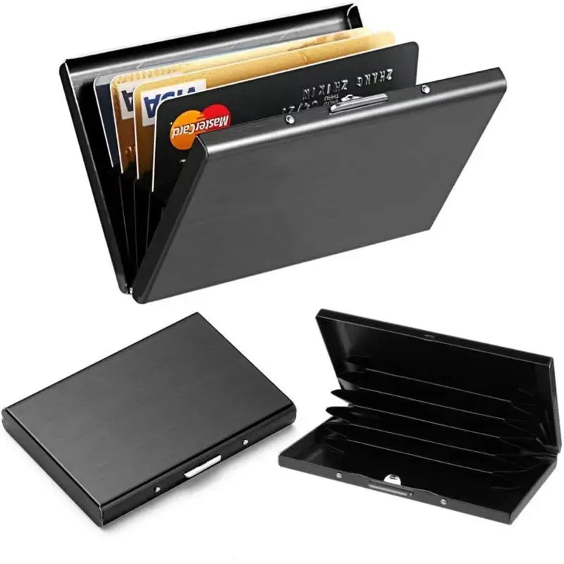 Anti-Scan RFID 6 Cards Large capacity Aluminum Metal Credit Card Holder Slim Blo