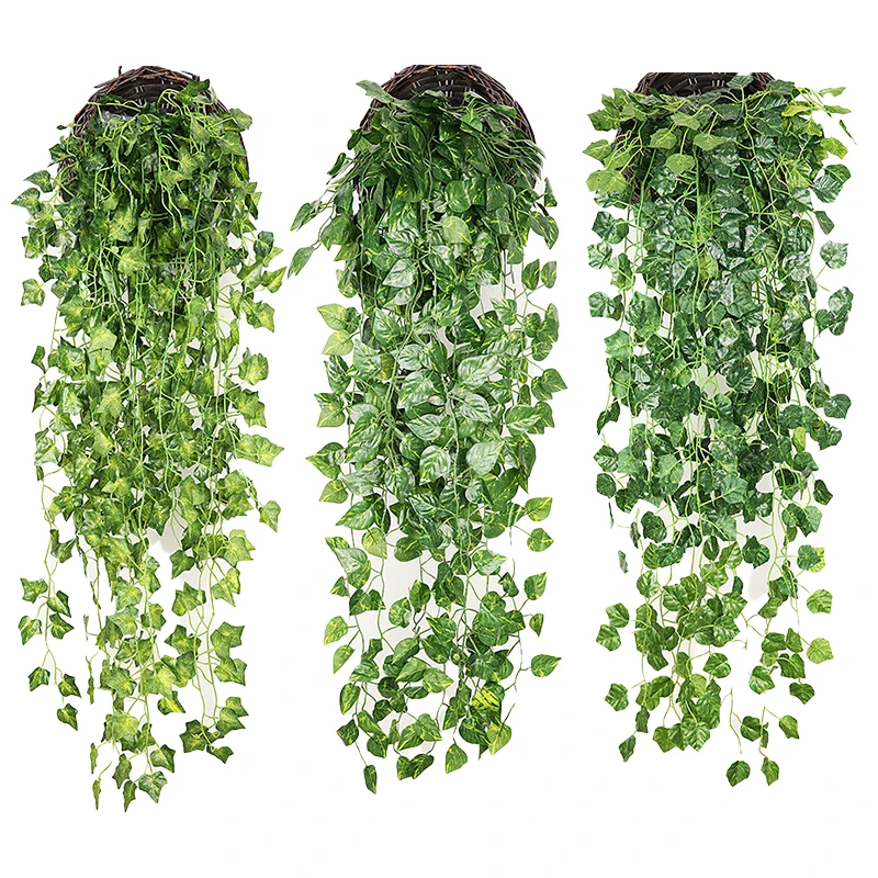 Artificial Plant Vines Wall Hanging Rattan Leaves Branches Outdoor Garden Home D