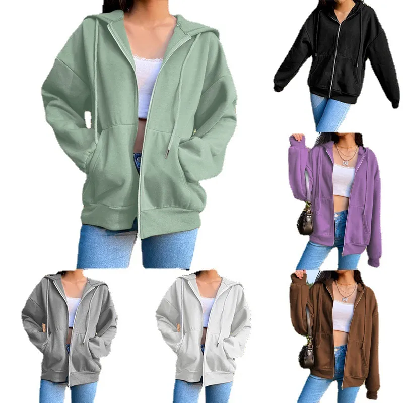 Autumn Fleece Hoodie Solid Color Hooded Korean Fashion Sweatshirts Long Sleeve T