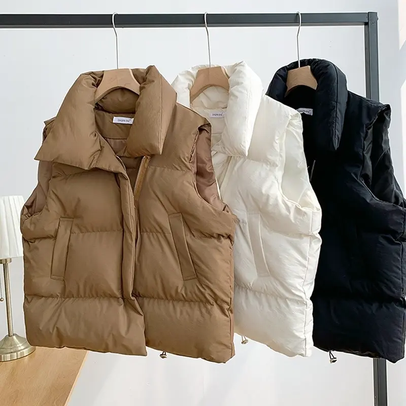 Autumn Winter Y2K Vest Women Thick Warm Down Vest Harajuku Loose Jacket Casual O