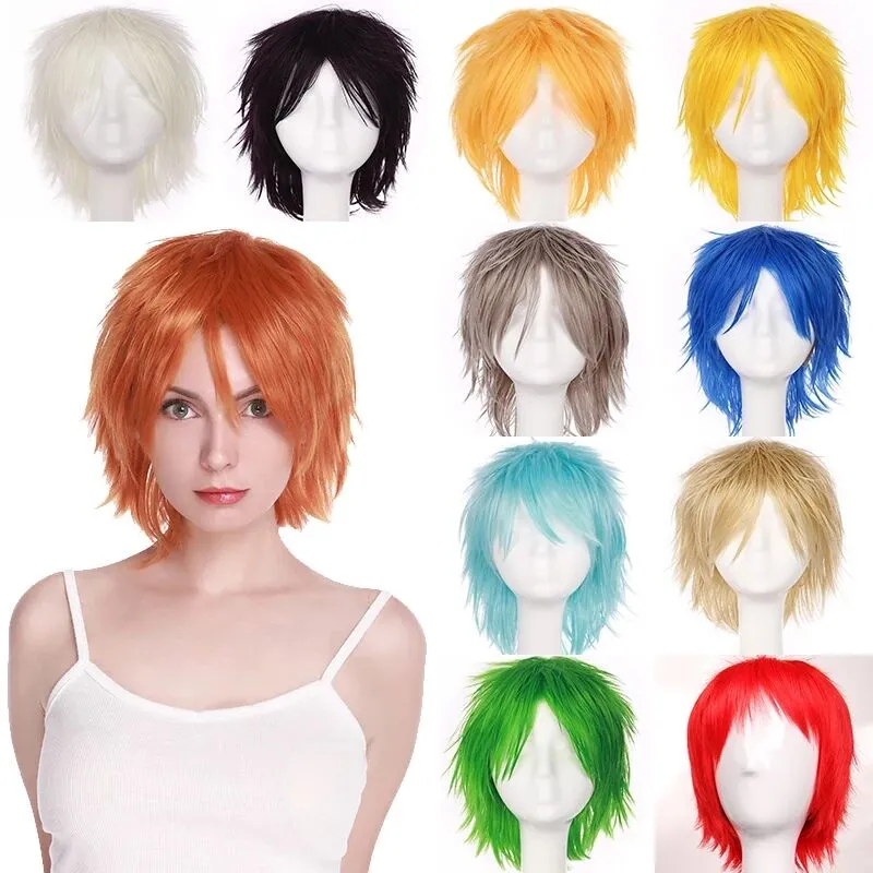 BENIHAIR Synthetic Wig Cosplay Wig White Red Green Blue Pink Yellow Hair Short L