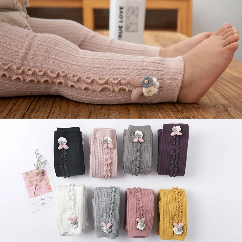Baby Girls Tights Hot Toddler Kid Girl Ribbed Stockings Cotton Warm Pantyhose So
