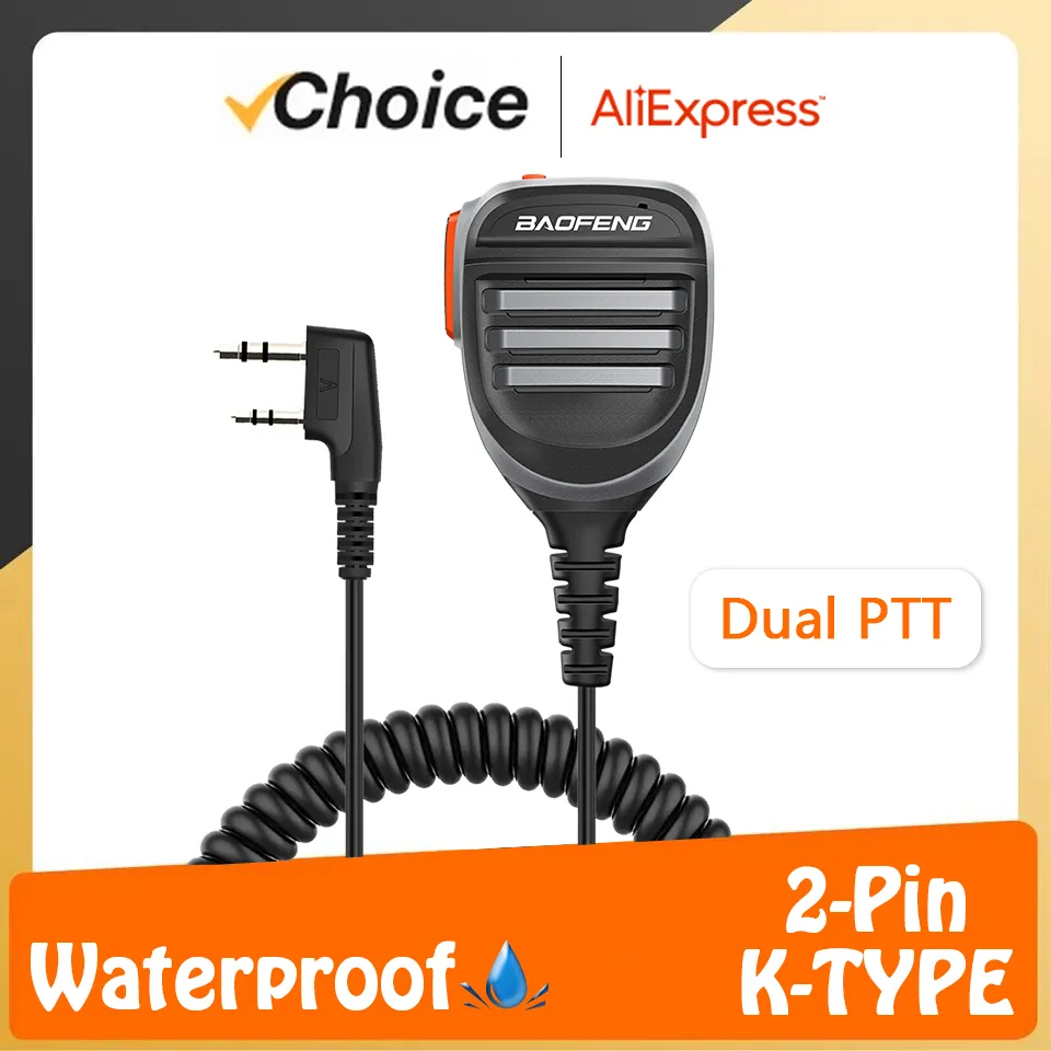 Baofeng UV-5R PTT Waterproof UV-9R Walkie Talkie Speaker Radio Microphone Keenwo
