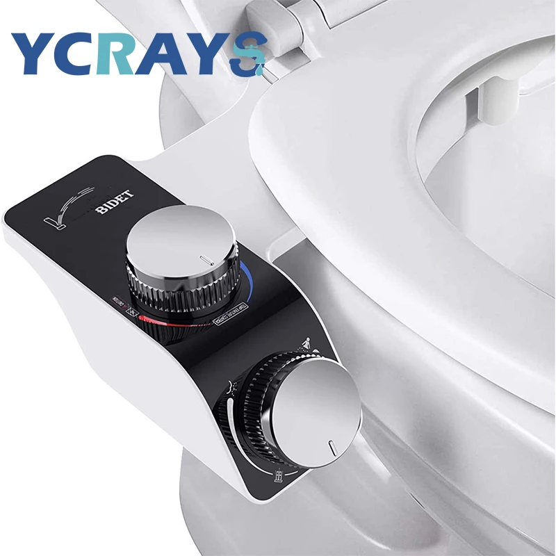 Bidet Toilet Seat Attachment Non-Electric Self-Cleaning Dual Nozzles Wash Hot Co