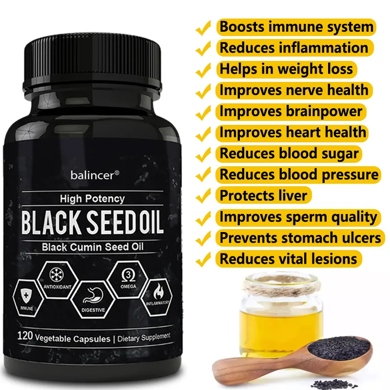 Black Seed Oil Capsules - Supports Hair, Skin, Weight Loss, Respiratory, Digesti
