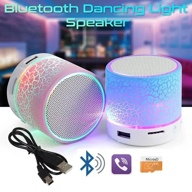 Bluetooth Mini Speaker Wireless Speaker Colorful LED TF Card USB Subwoofer Porta