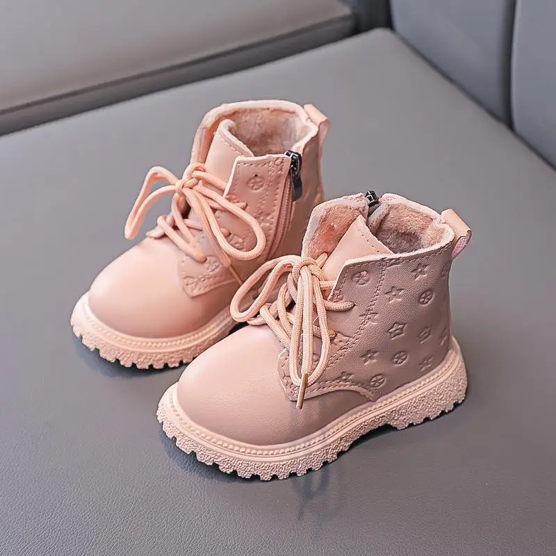 Bota Kid Boots Kid Fashion Boots Autumn Winter Boys British Plush Short Boot Gir