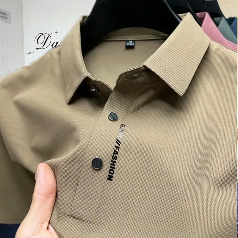 Brand Summer Printing Polo Shirt Men Business Casual Fashion Solid Breathable Wo