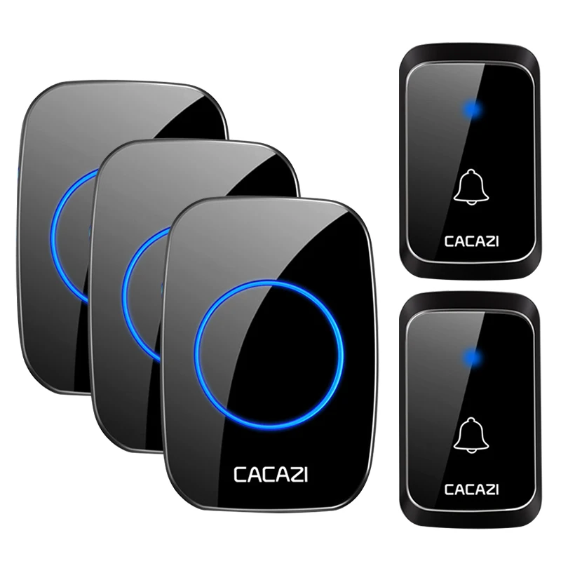 CACAZI A06 DC battery-operated Wireless Waterproof Doorbell 300M Remote 36 chime