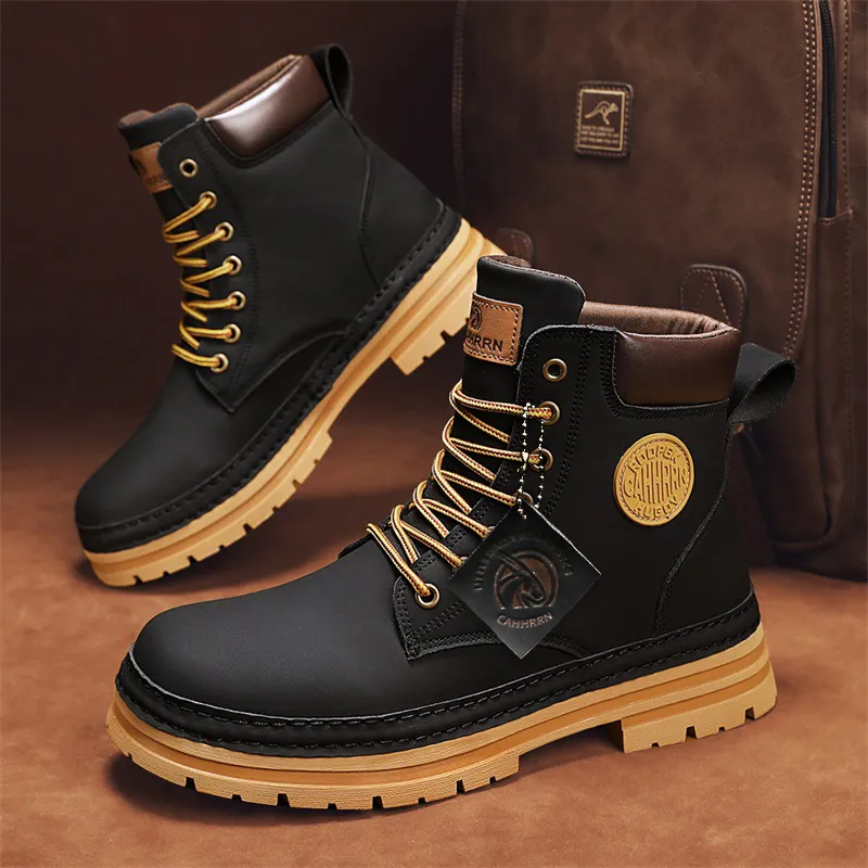 CYYTL Men Boots Winter Casual Shoes Designer Luxury Platform Cowboy Chelsea Tact