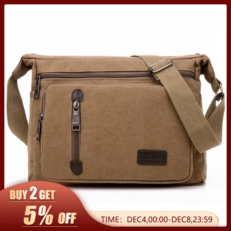Canvas Shoulder Bag Bottle Men Women Casual Simple Fashion Retro Crossbody Cross