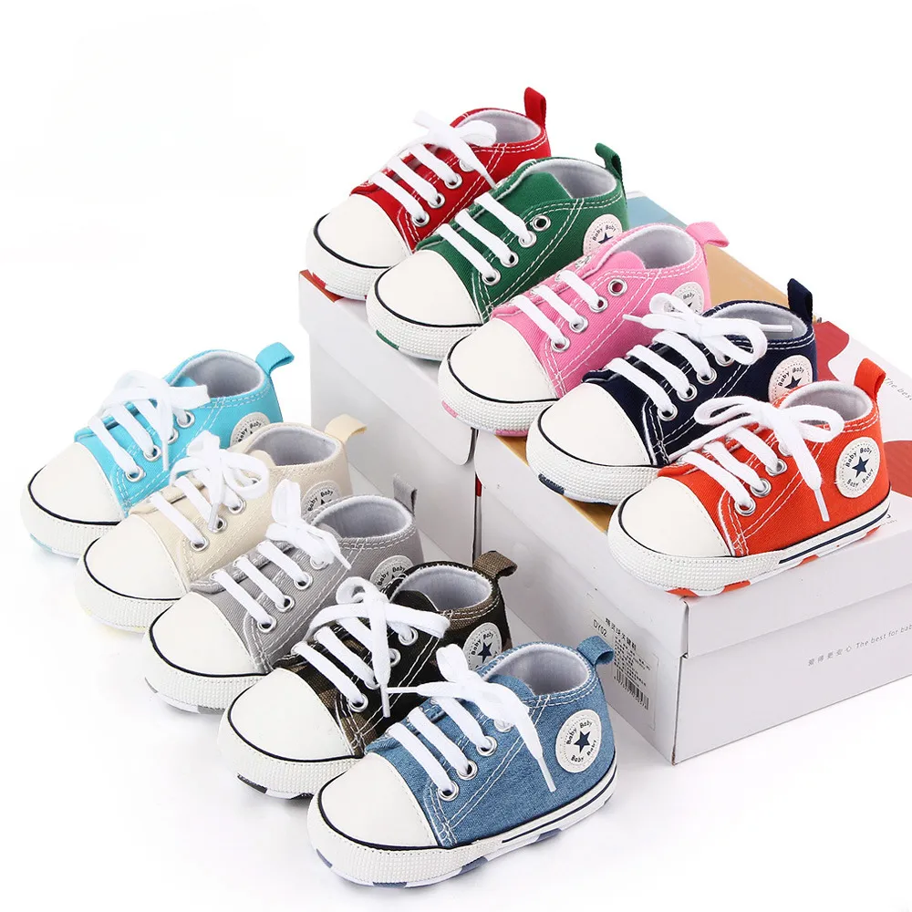 Canvas Sneakers Baby Boys Girls Shoes First Walkers Infant Toddler Anti-Slip Sof