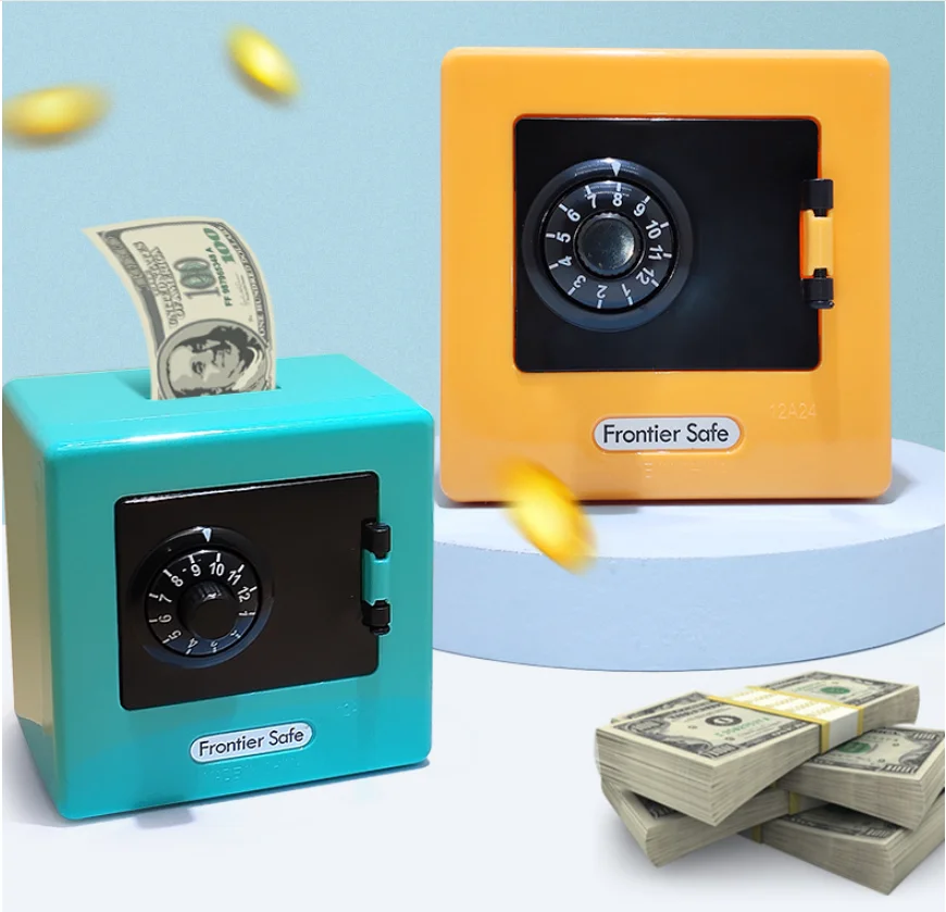 Cartoon ATM Mini safe Piggy Deposit Bank Code Bank household ornaments Banknote 