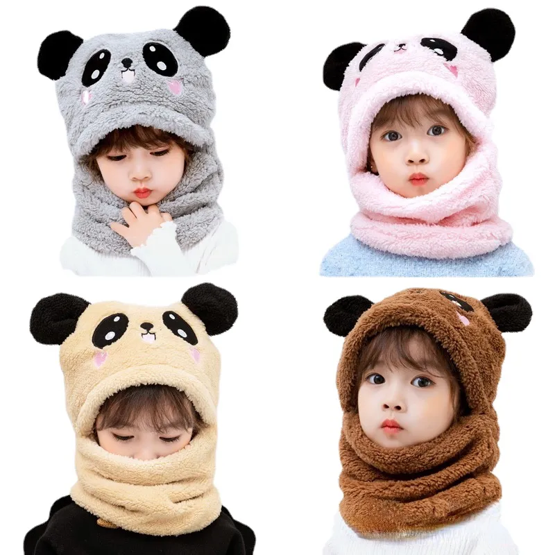 Cartoon Hat for Girls Boys Scarf Thicken Cap Winter Hat for Kids Newborn Baby St