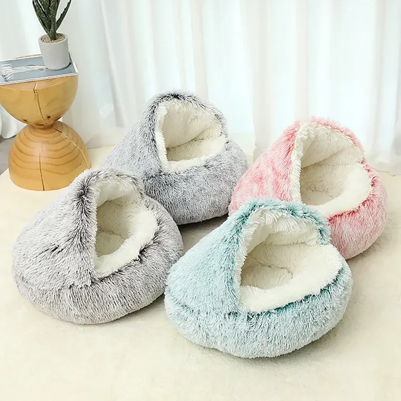 Cat Litter Winter Warm Shell Semi-enclosed Pet Cat Bed Semi-enclosed Kennel Dog 