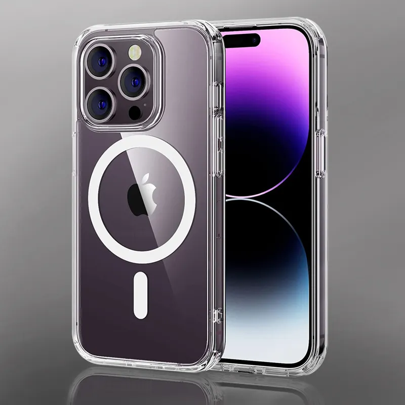 Clear Phone Case For iPhone 14 13 12 11 15 Pro Max For Magsafe Magnetic Wireless