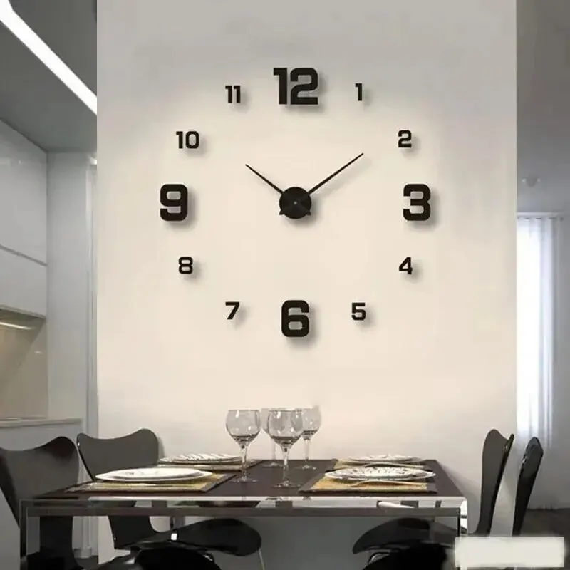 Creative Frameless DIY Wall Clock Wall Decal Home Silent Clock Living Room Offic