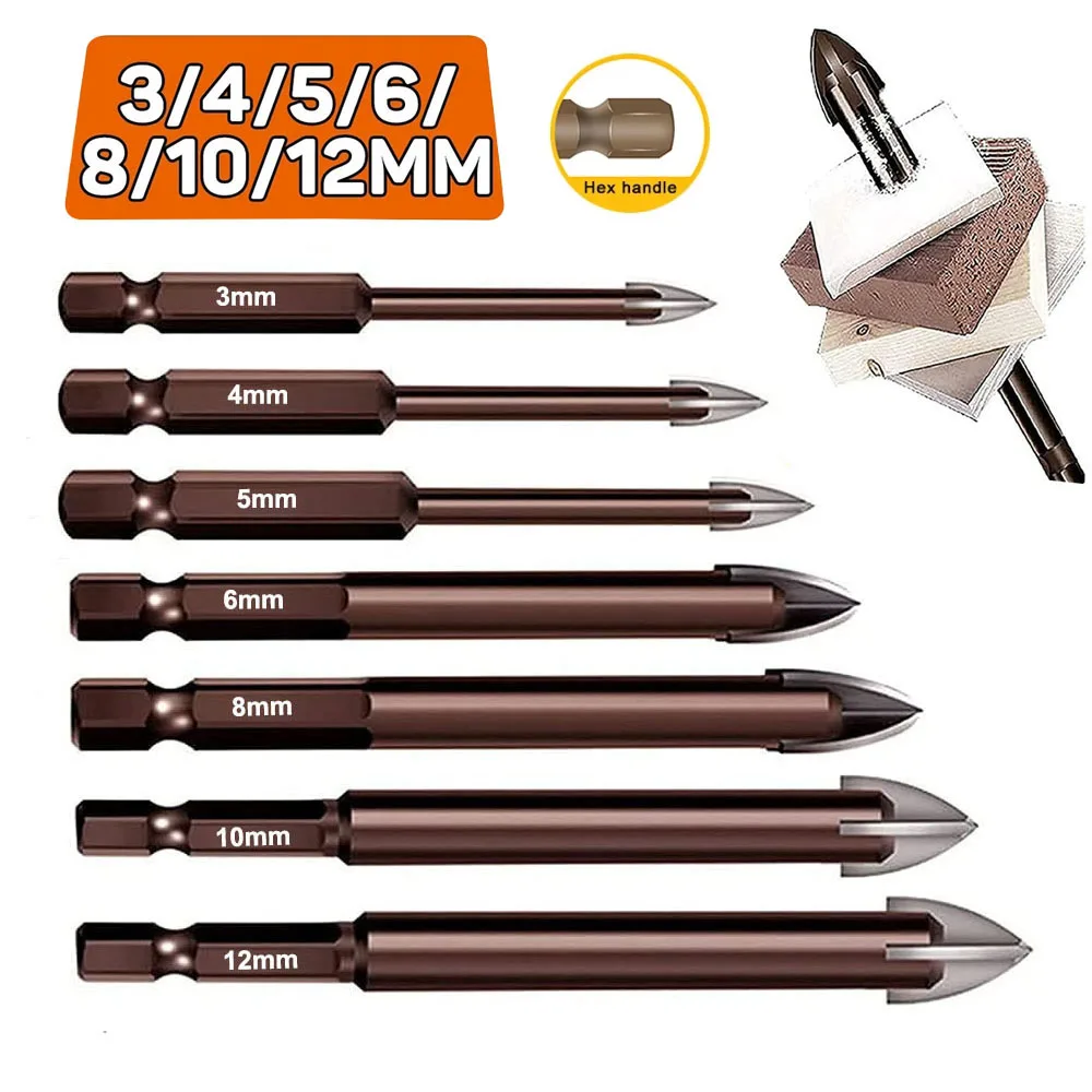 Cross Hex Tile Bits Glass Ceramic Concrete Hole Opener Alloy Triangle Drill Size