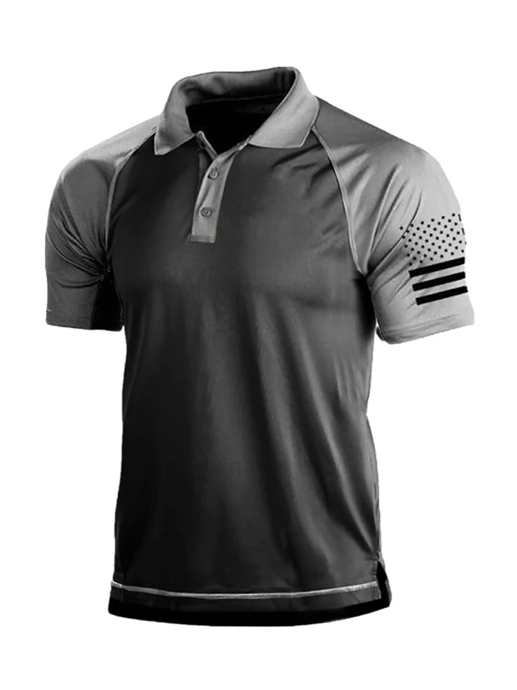 Cross border men's short sleeved polo from Europe and America, men's casual digi