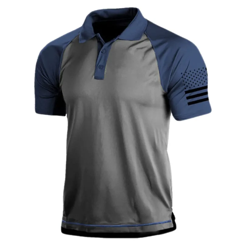 Cross border men's short sleeved polo from Europe and America, popular printed p