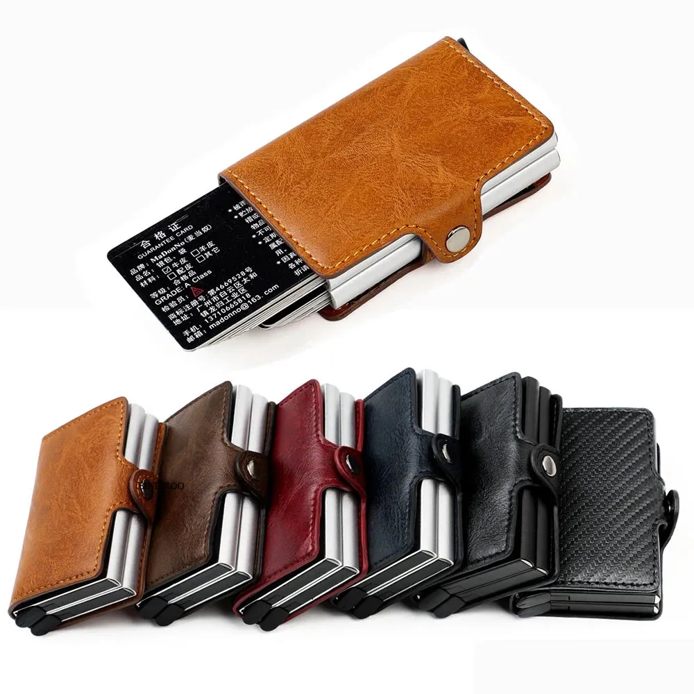 Custom RFID Blocking Men Wallet Credit Card Holder Leather Card Wallet Double Me
