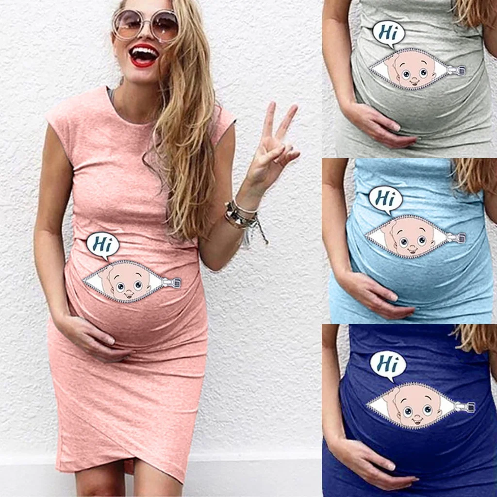 Cute Maternity Dress Loose Casual Dress Women Maternity Clothes Plus Size Pregna