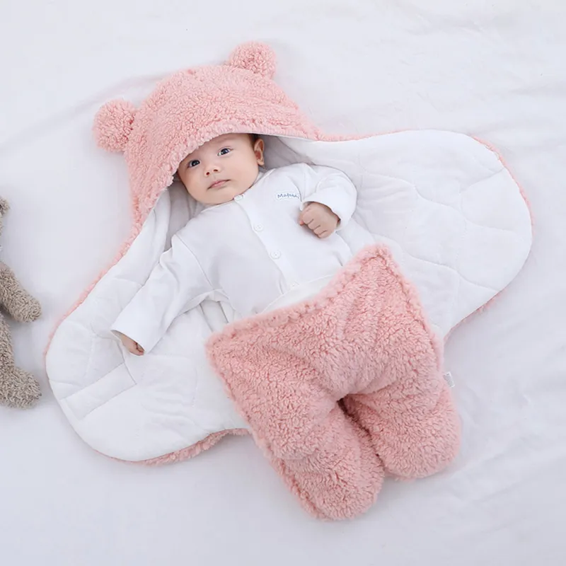 Cute Newborn Baby Boys Girls Blankets Plush Swaddle Wrap Ultra-Soft Fluffy Fleec