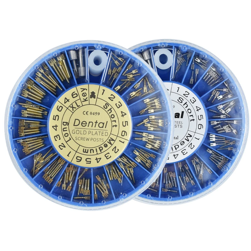 Dental Stainless Steel Screw Post Gold Plated Screw Post 120Pcs Dental Materials