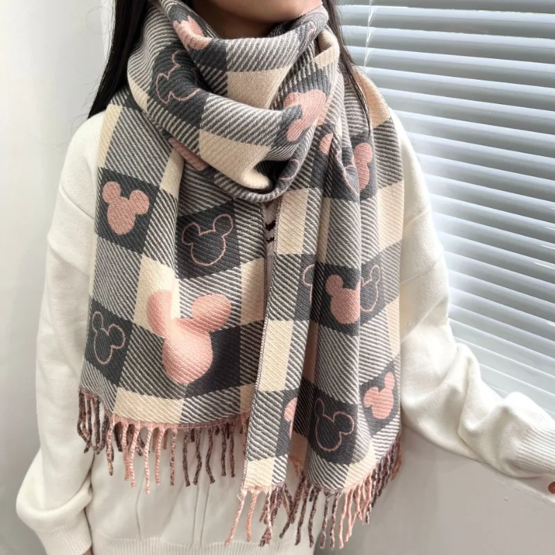 Disney Scarf Winter New Bear Head Scarf Women's Double-sided Shawl Imitation Cas