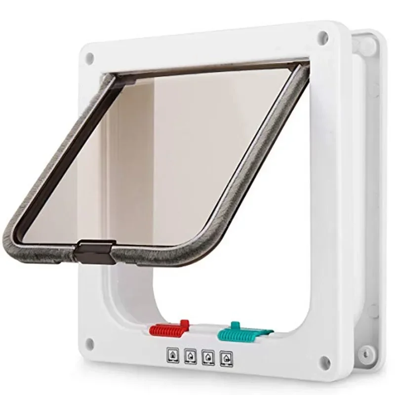 Dog Cat Flap Door with 4 Way Security Lock Flap Door for Dog Cats Kitten ABS Pla