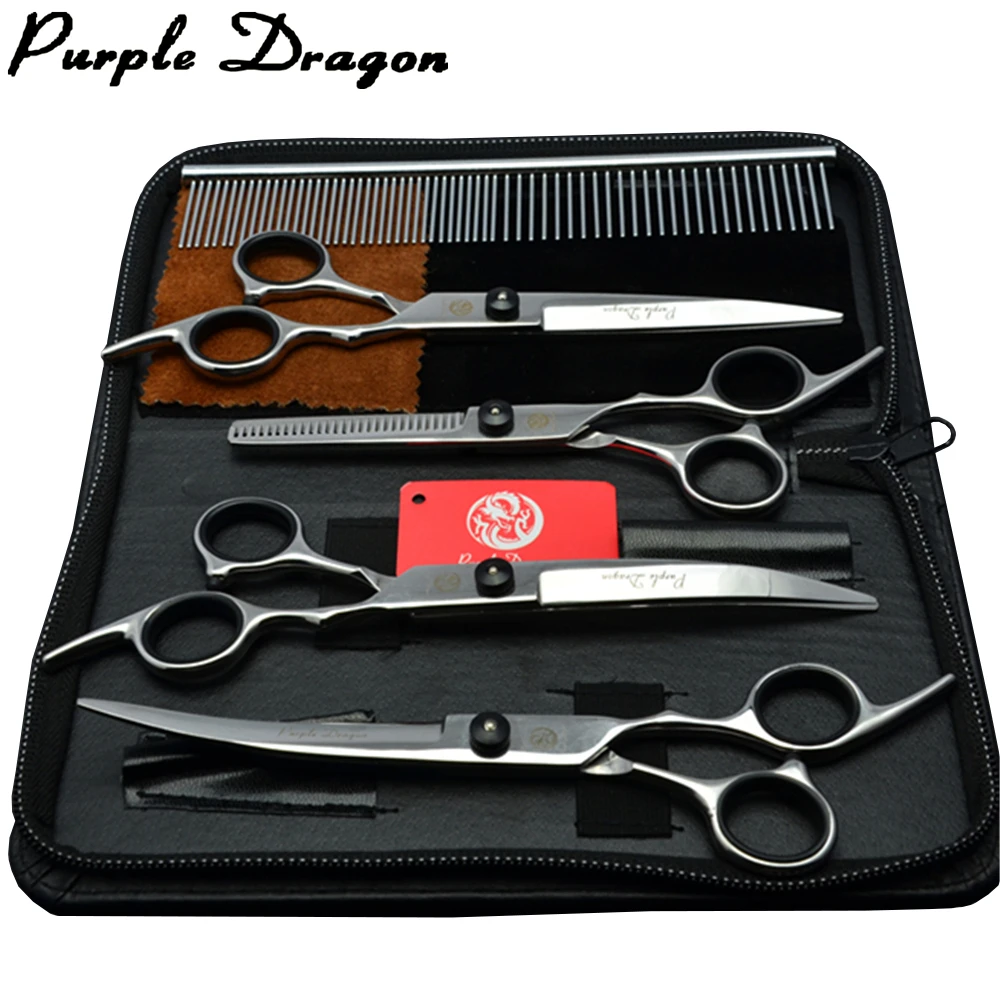 Dog Grooming Scissors Purple Dragon 6" 7" Stainless Pet Beauty Scissors Cutting 