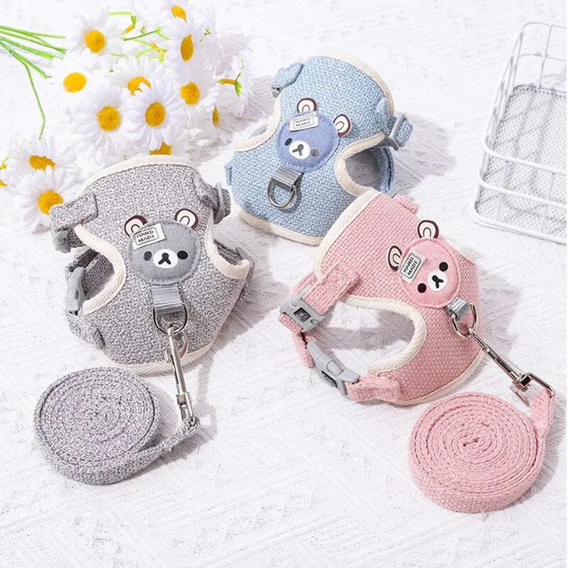Dog Leash Cute Vest for Small Pets Kittens Undershirt Type Breathable Adjustable