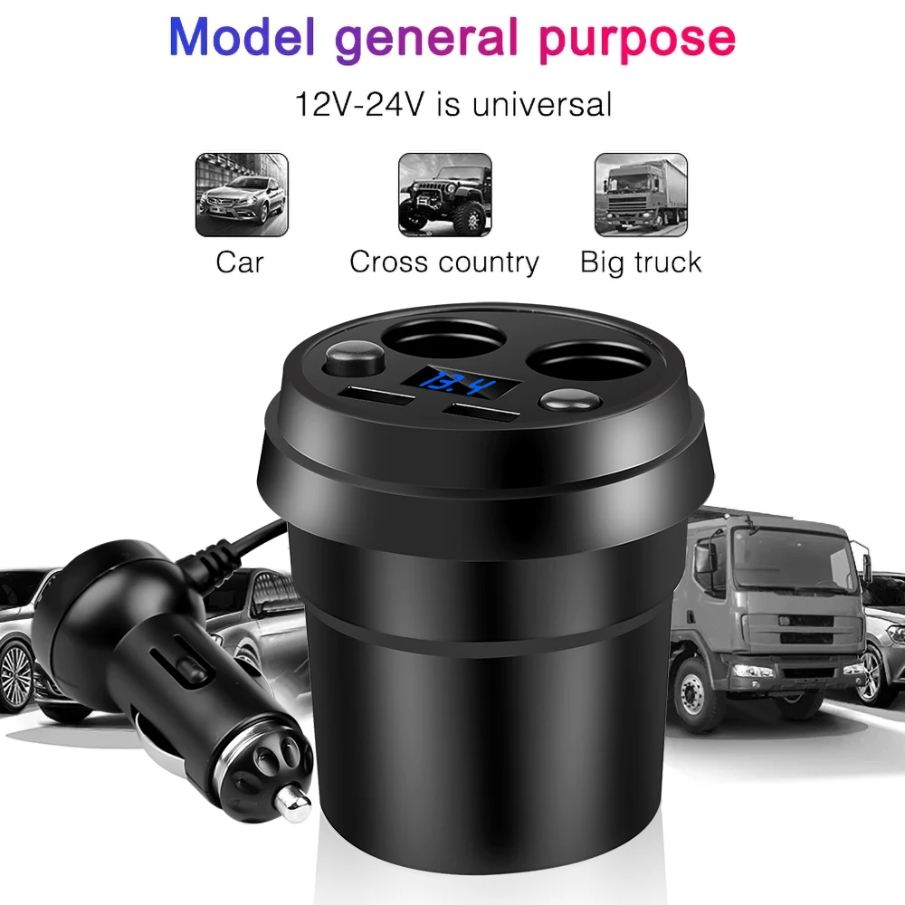 Dual USB Car Charger DC/5V 3.1A Power Socket Adapter Cigarette Lighter Splitter