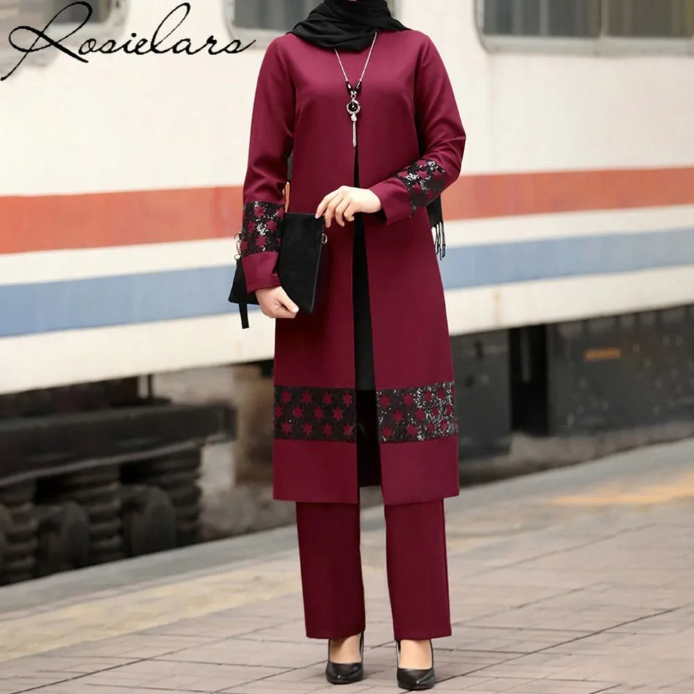 Dubai Abaya 2 Piece Muslim Sets Dress Islamic Clothing Prayer Dress Turkish Dres